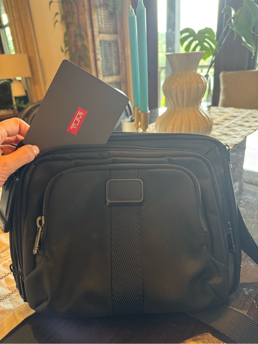 Tumi Brand newBlack Nylon Messenger Bag with Front Organizer